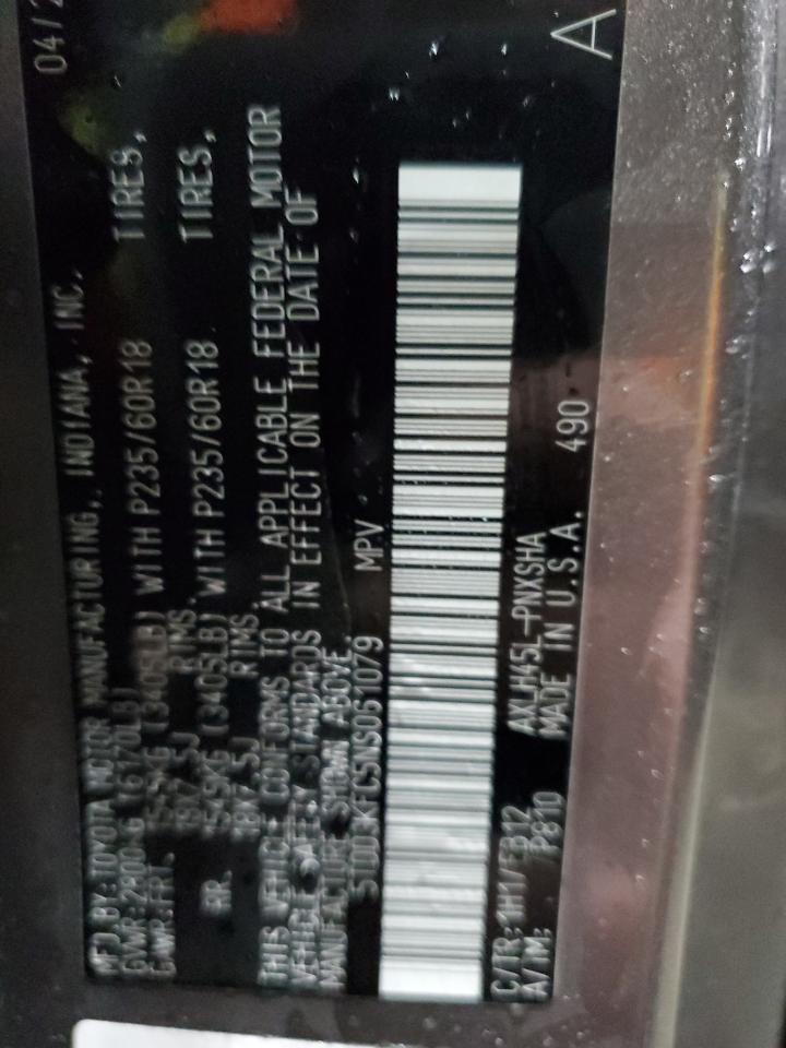 2022 TOYOTA SIENNA XSE VIN:5TDDSKFC5NS061079