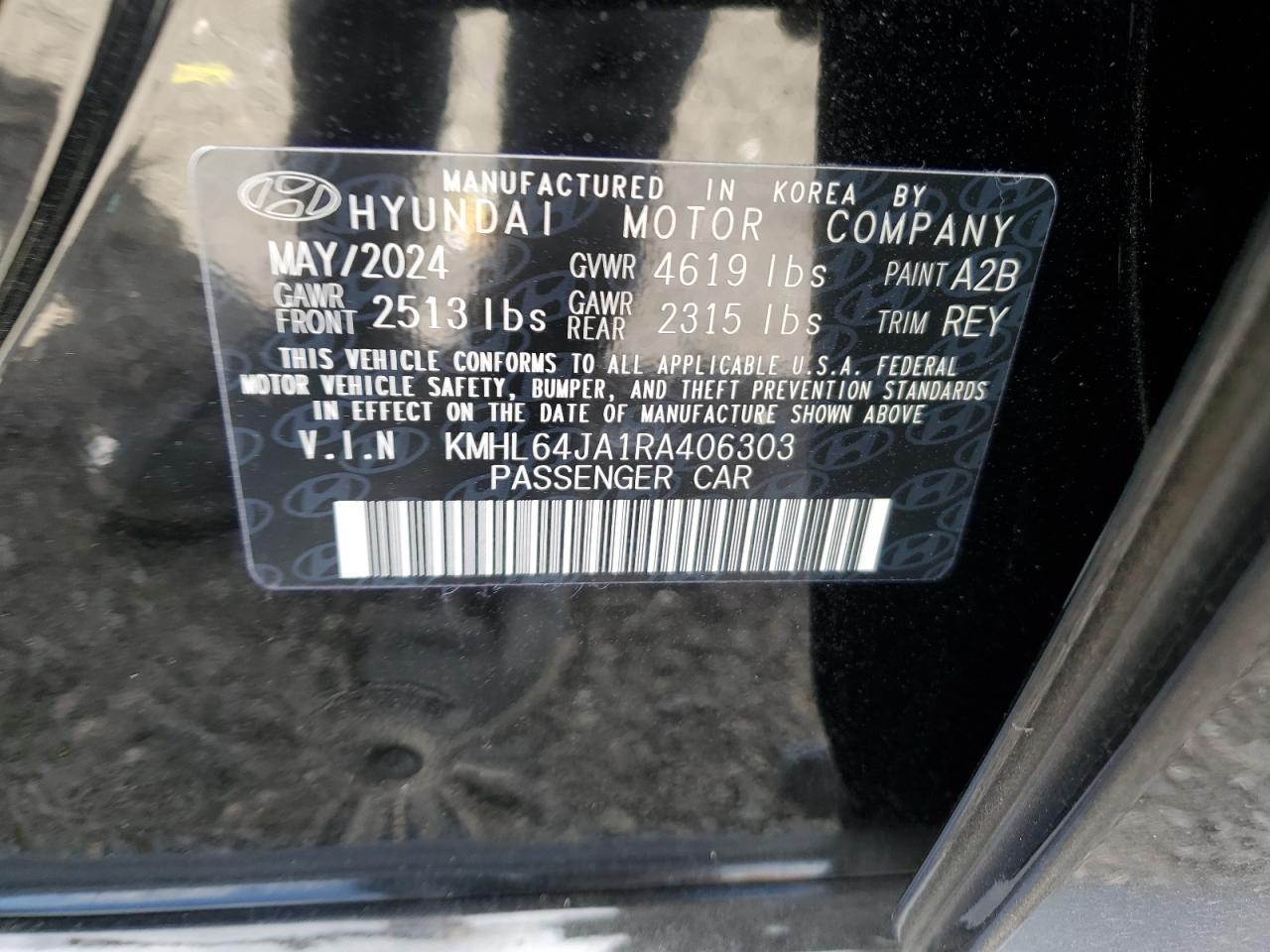 2024 HYUNDAI SONATA SEL VIN:KMHL64JA1RA406303