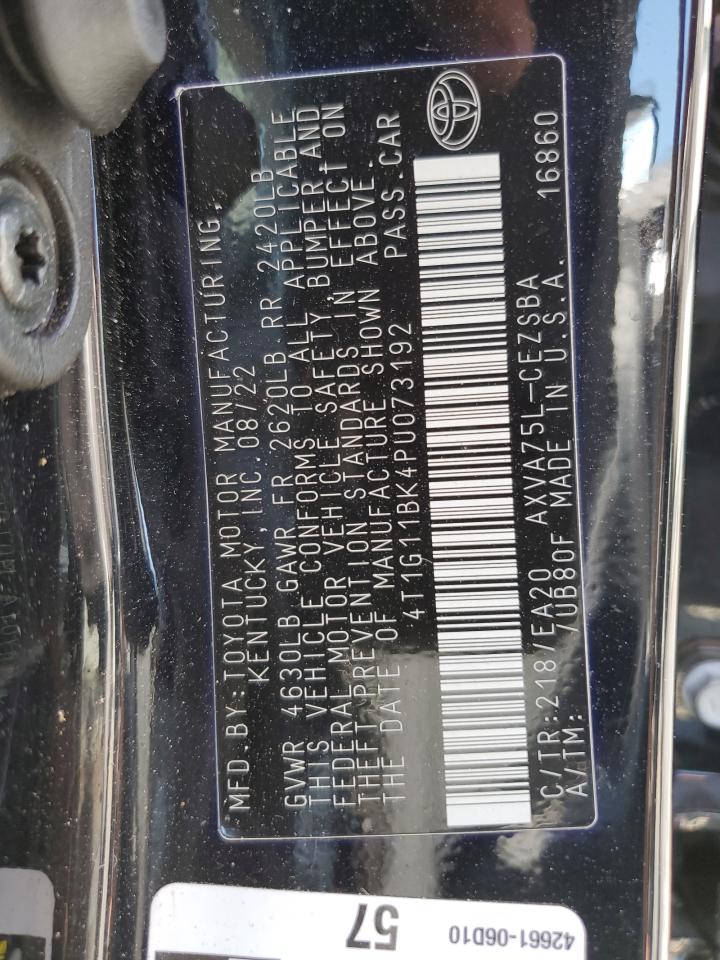 2023 TOYOTA CAMRY SE NIGHT SHADE VIN:4T1G11BK4PU073192