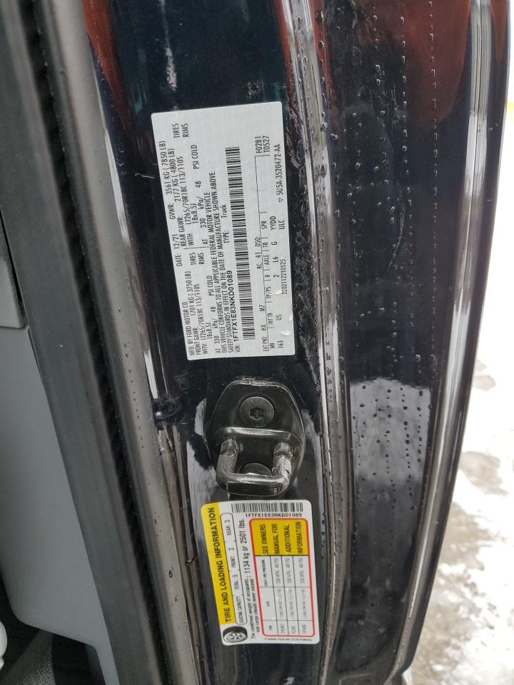 2022 FORD F150 SUPER CAB VIN:1FTFX1E83NKD01089