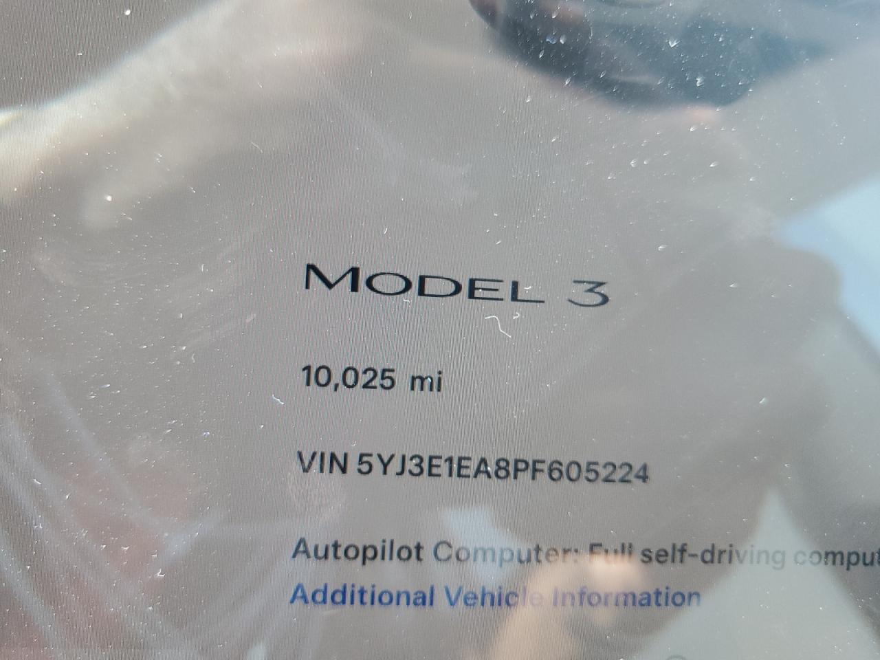 2023 TESLA MODEL 3  VIN:5YJ3E1EA8PF605224