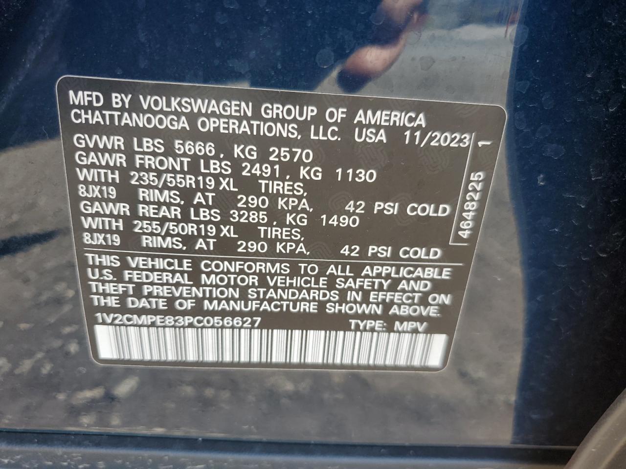 2023 VOLKSWAGEN ID.4 PRO VIN:1V2CMPE83PC056627