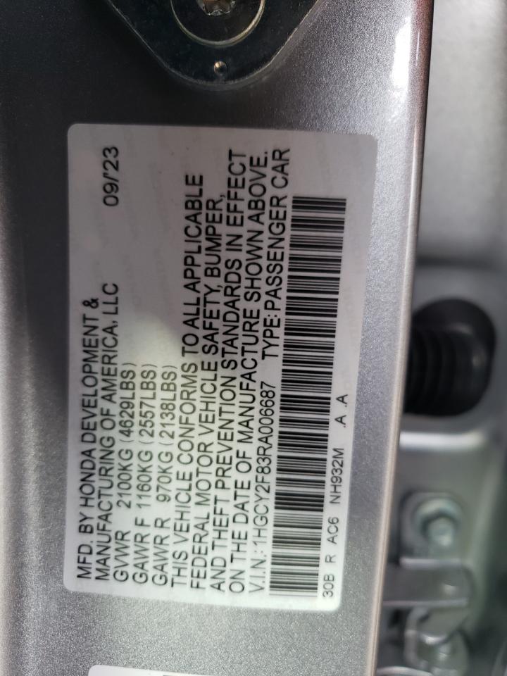 2024 HONDA ACCORD TOURING HYBRID VIN:1HGCY2F83RA006687