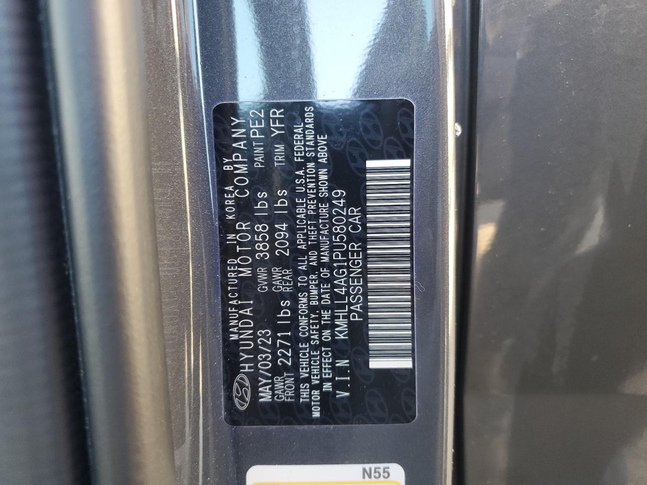 2023 HYUNDAI ELANTRA SE VIN:KMHLL4AG1PU580249