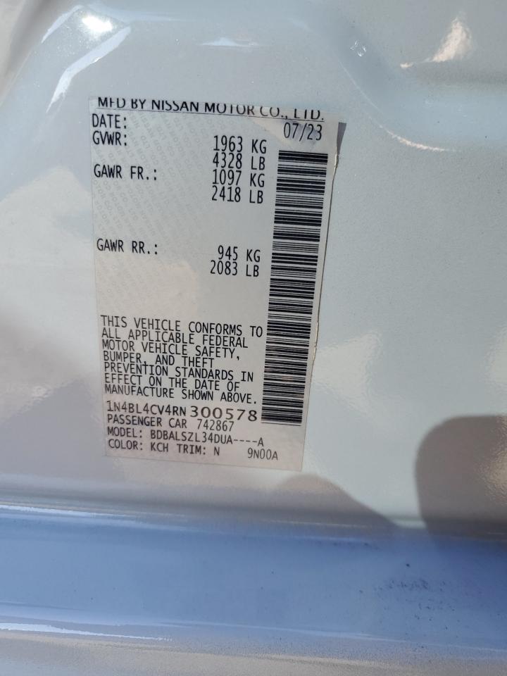 2024 NISSAN ALTIMA SR VIN:1N4BL4CV4RN300578