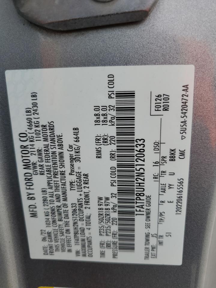 2022 FORD MUSTANG  VIN:1FATP8UH2N5120633