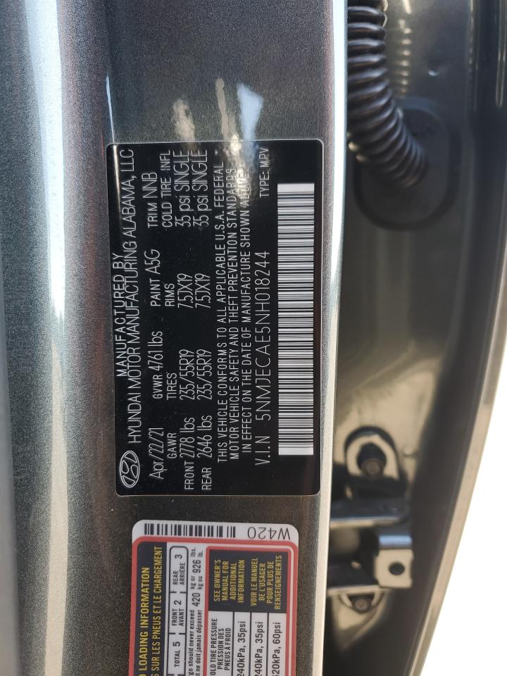2022 HYUNDAI TUCSON LIMITED VIN:5NMJECAE5NH018244