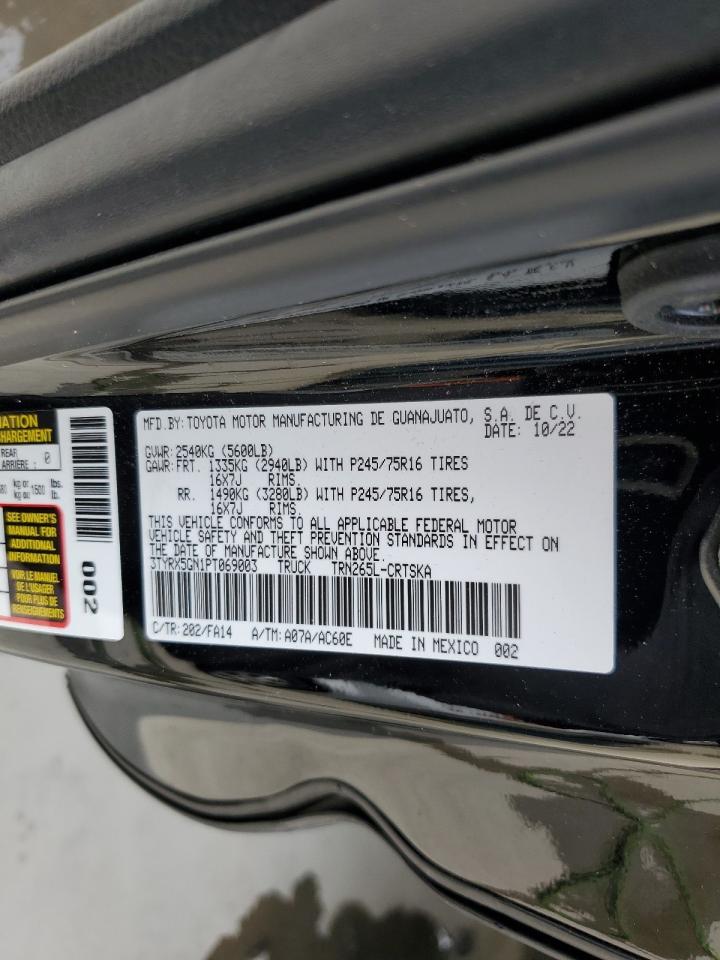 2023 TOYOTA TACOMA ACCESS CAB VIN:3TYRX5GN1PT069003