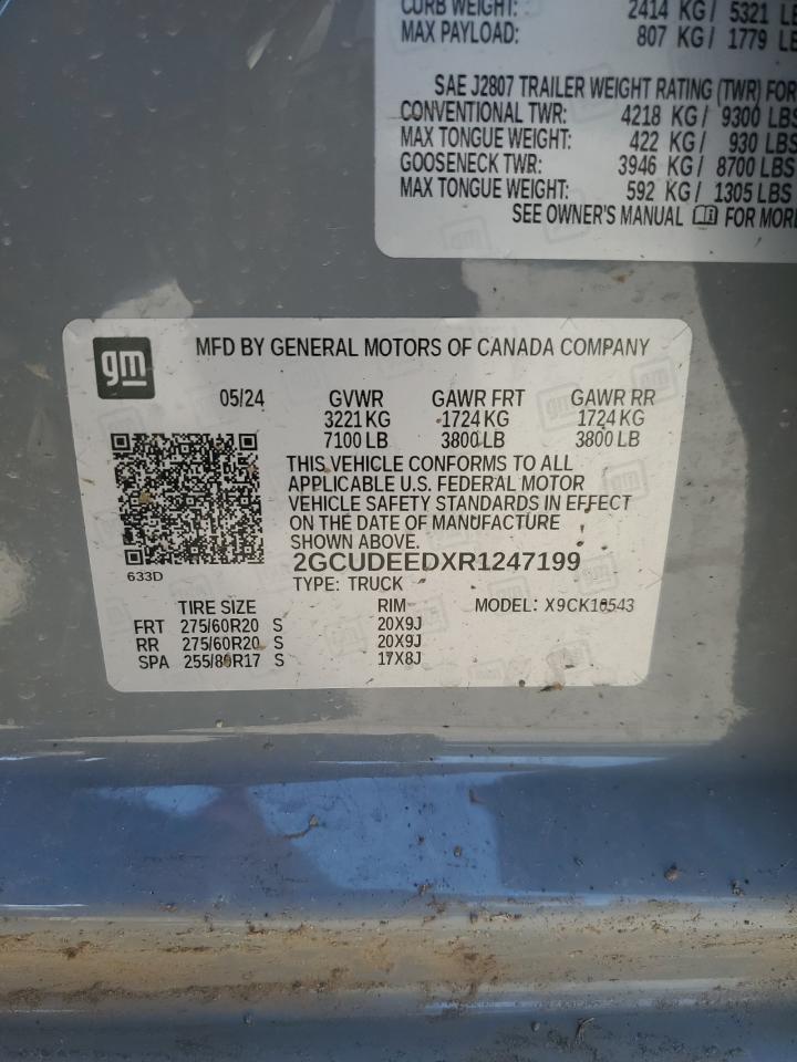 2024 CHEVROLET SILVERADO K1500 RST VIN:2GCUDEEDXR1247199