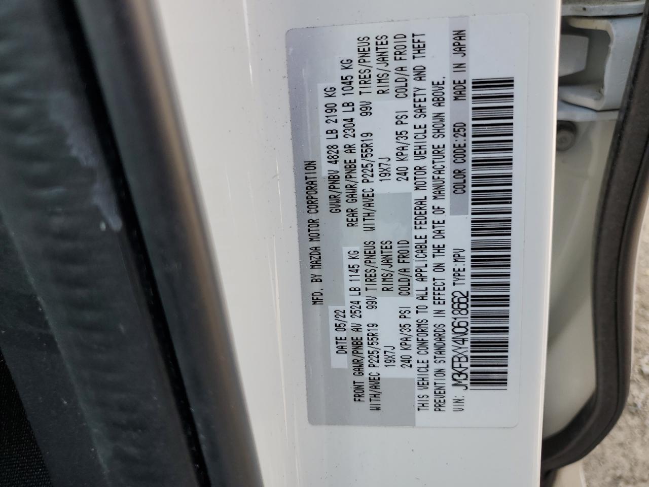 2022 MAZDA CX-5 SIGNATURE VIN:JM3KFBXY4N0618662