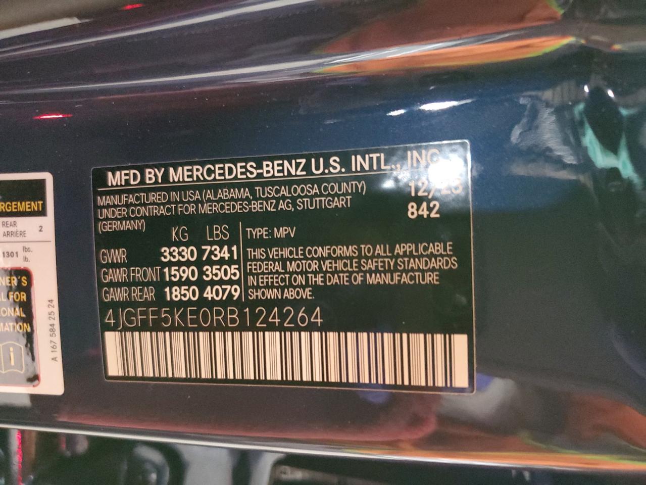 2024 MERCEDES-BENZ GLS 450 4MATIC VIN:4JGFF5KE0RB124264