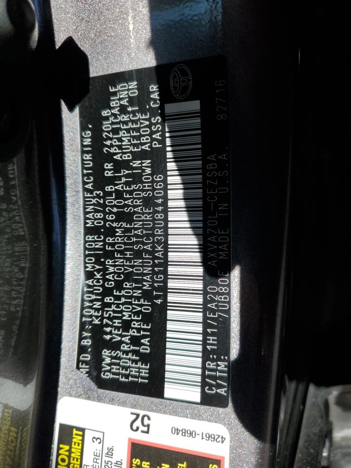 2024 TOYOTA CAMRY SE NIGHT SHADE VIN:4T1G11AK3RU844066