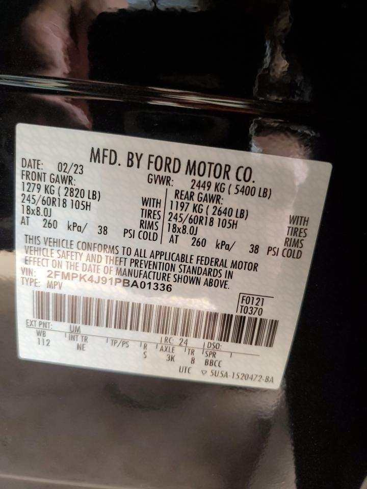 2023 FORD EDGE SEL VIN:2FMPK4J91PBA01336