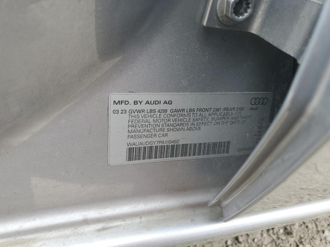 2023 AUDI A3 PREMIUM VIN:WAUAUDGY7PA110492