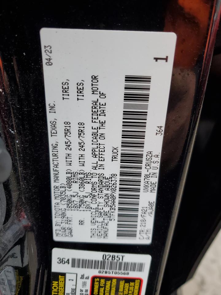 2023 TOYOTA TUNDRA DOUBLE CAB SR VIN:5TFKB5AA0PX026378