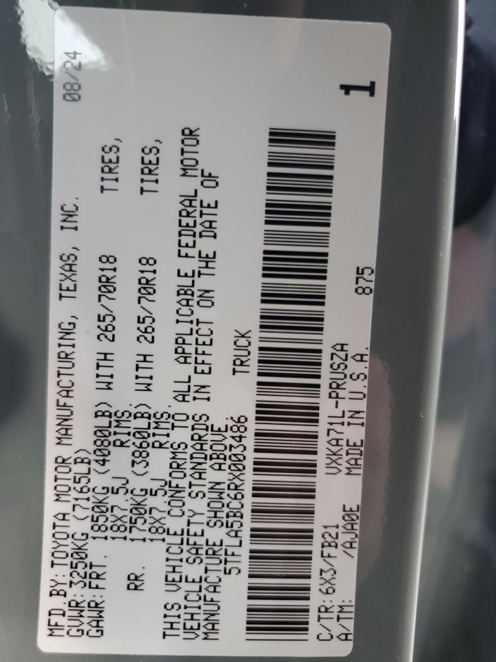 2024 TOYOTA TUNDRA CREWMAX SR5 VIN:5TFLA5BC6RX003486