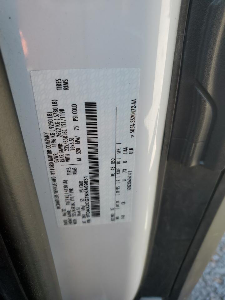 2022 FORD TRANSIT T-350 VIN:1FDAX2CG7NKA69831