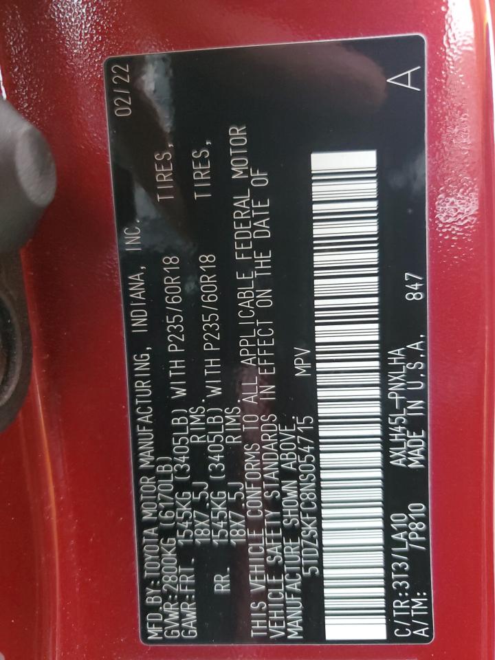 2022 TOYOTA SIENNA LIMITED VIN:5TDZSKFC8NS054715