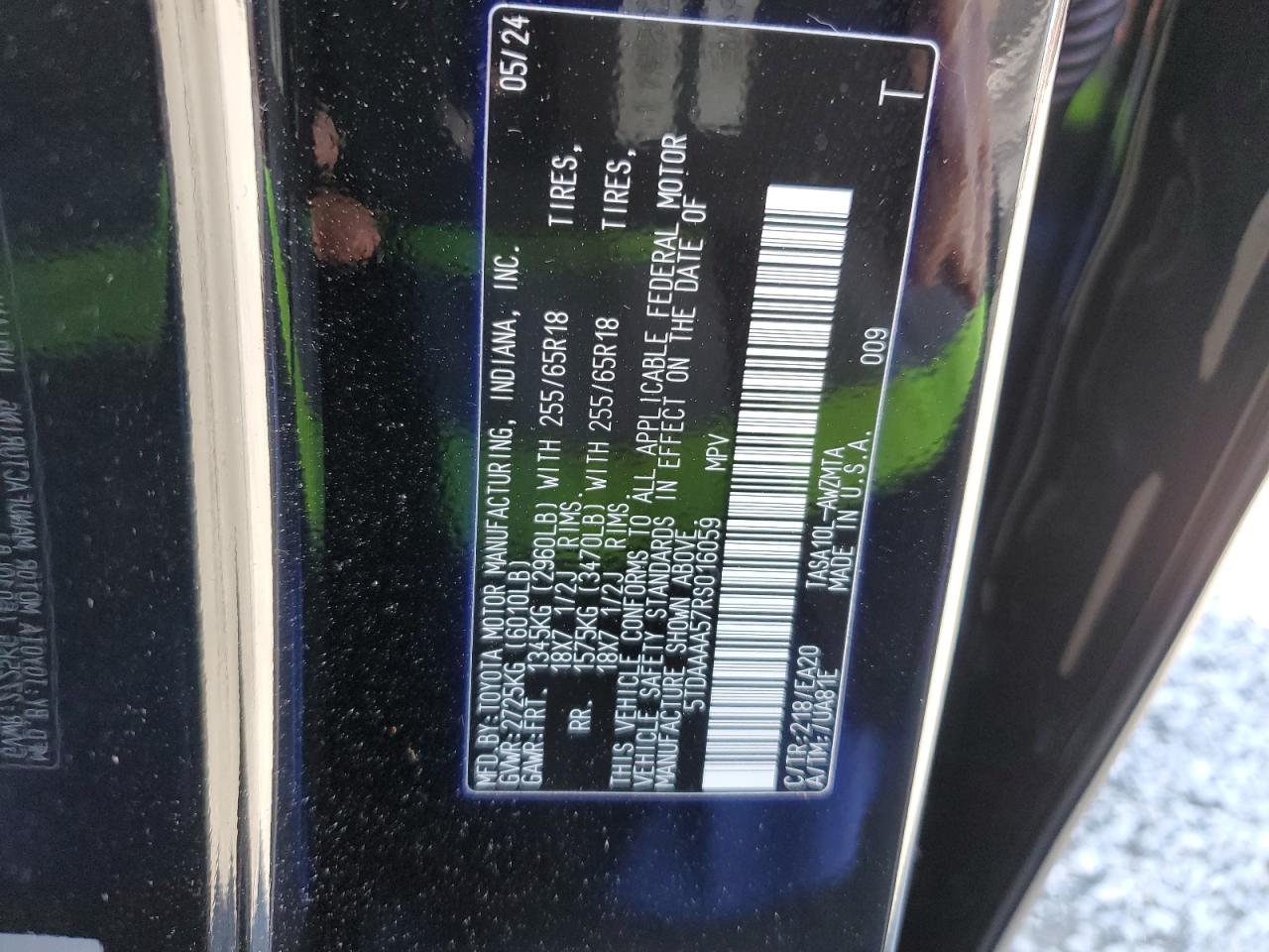 2024 TOYOTA GRAND HIGHLANDER XLE VIN:5TDAAAA57RS016059