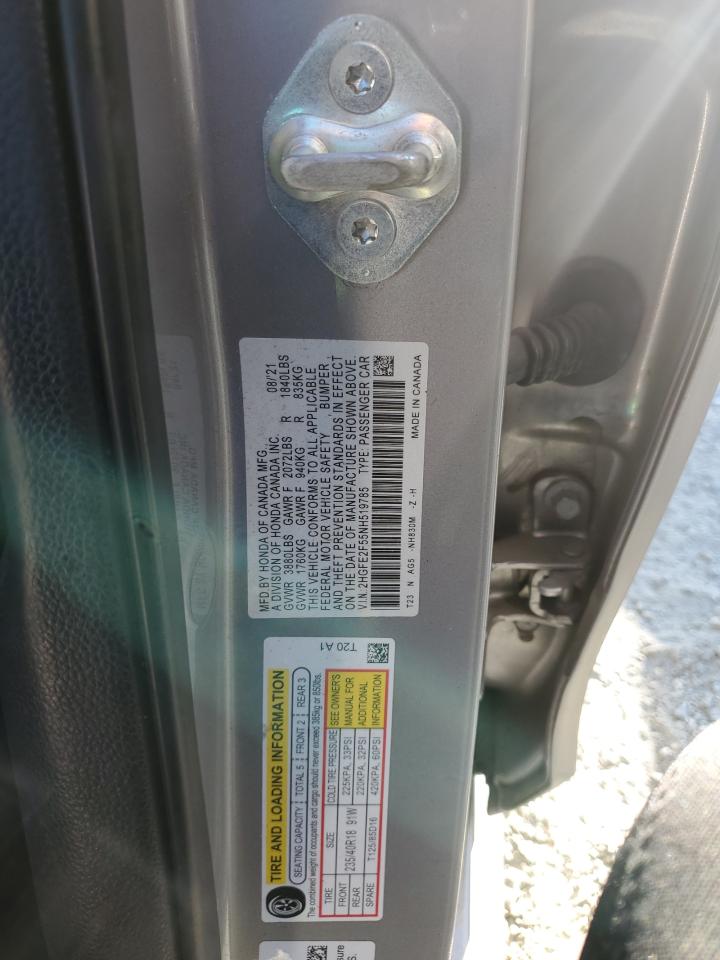 2022 HONDA CIVIC SPORT VIN:2HGFE2F55NH519785