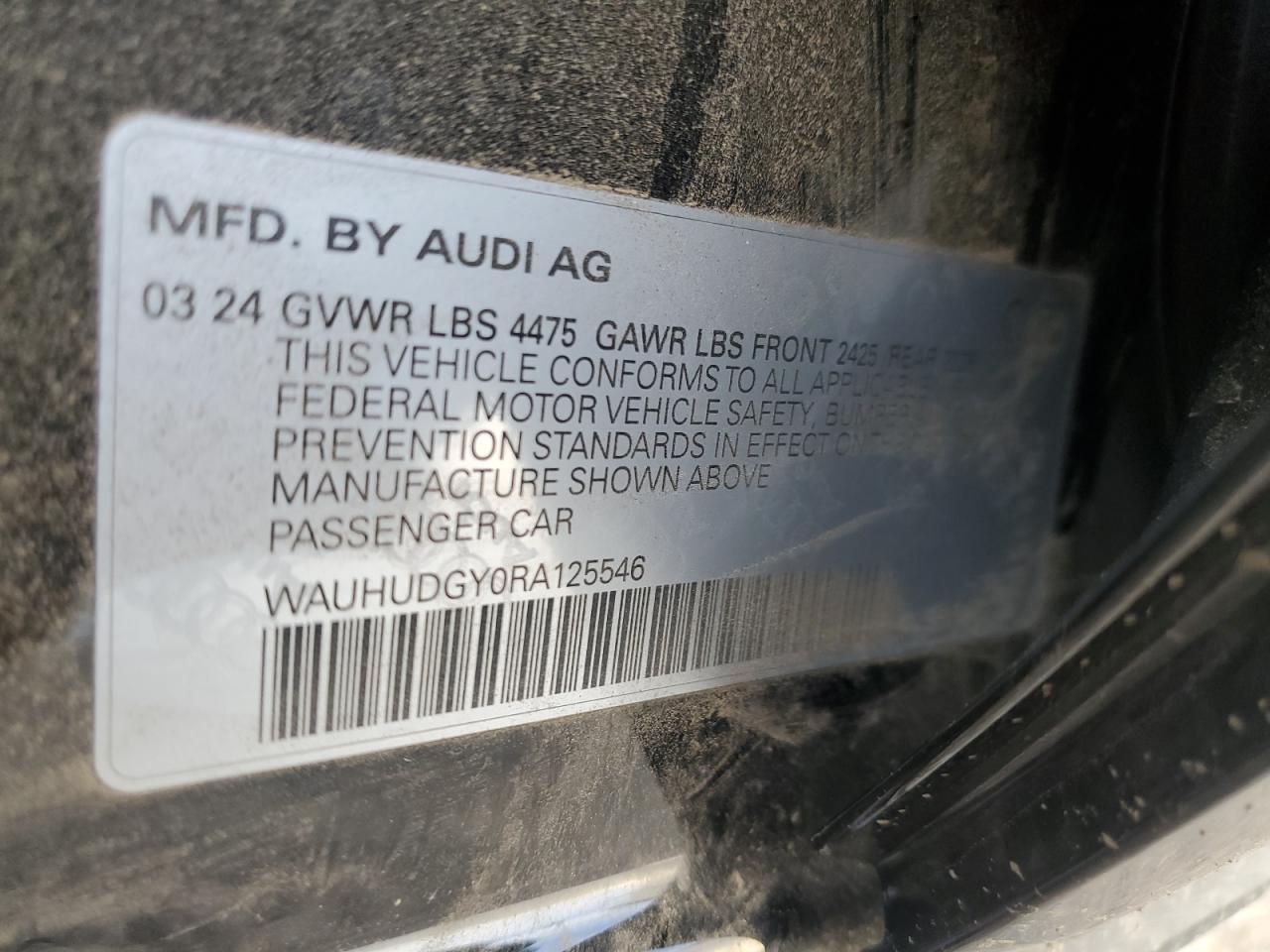 2024 AUDI A3 PREMIUM PLUS VIN:WAUHUDGY0RA125546