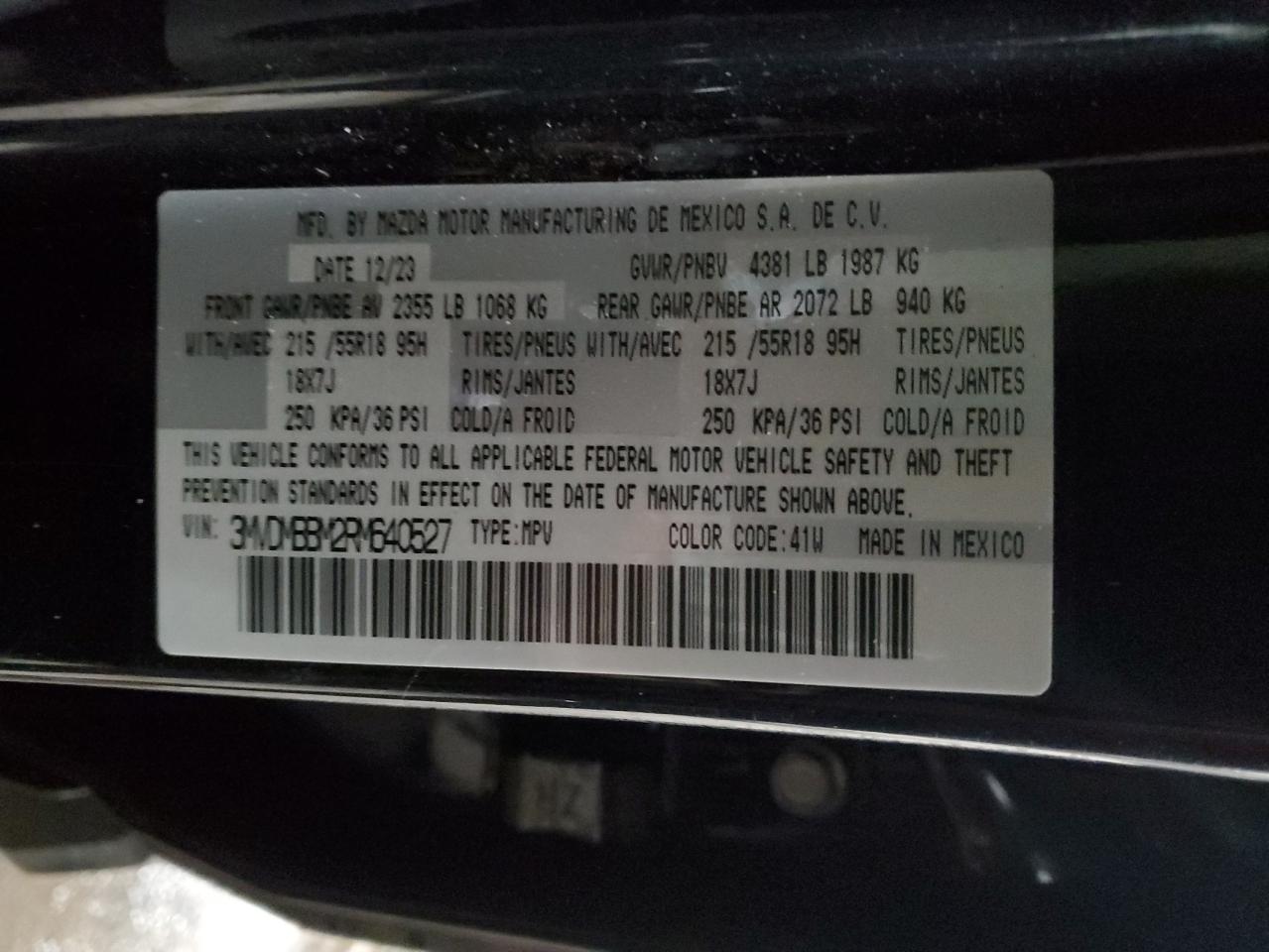 2024 MAZDA CX-30 SELECT VIN:3MVDMBBM2RM640527