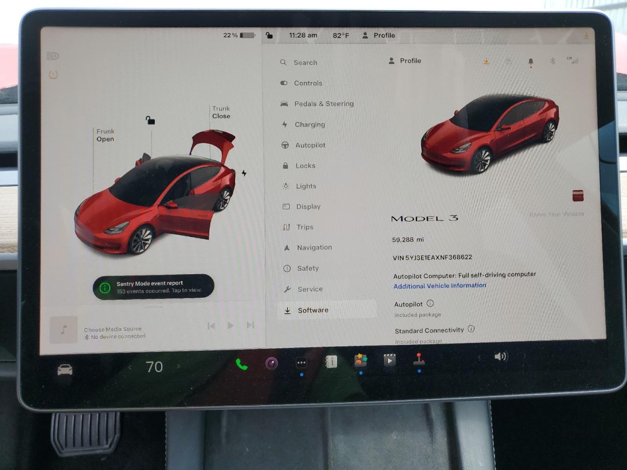 2022 TESLA MODEL 3  VIN:5YJ3E1EAXNF368622