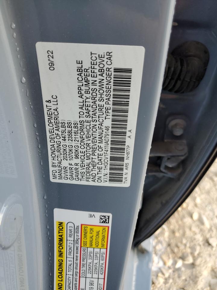 2022 HONDA ACCORD SPORT SE VIN:1HGCV1F41NA079146