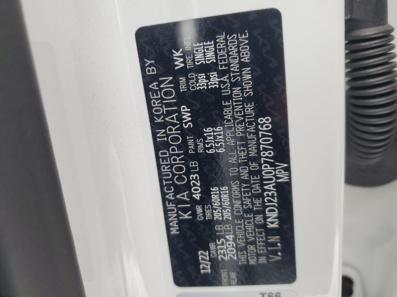2023 KIA SOUL LX VIN:KNDJ23AU0P7870768