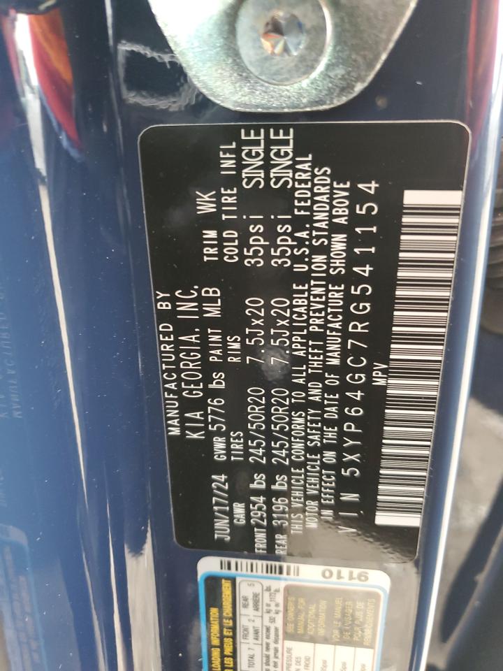 2024 KIA TELLURIDE S VIN:5XYP64GC7RG541154