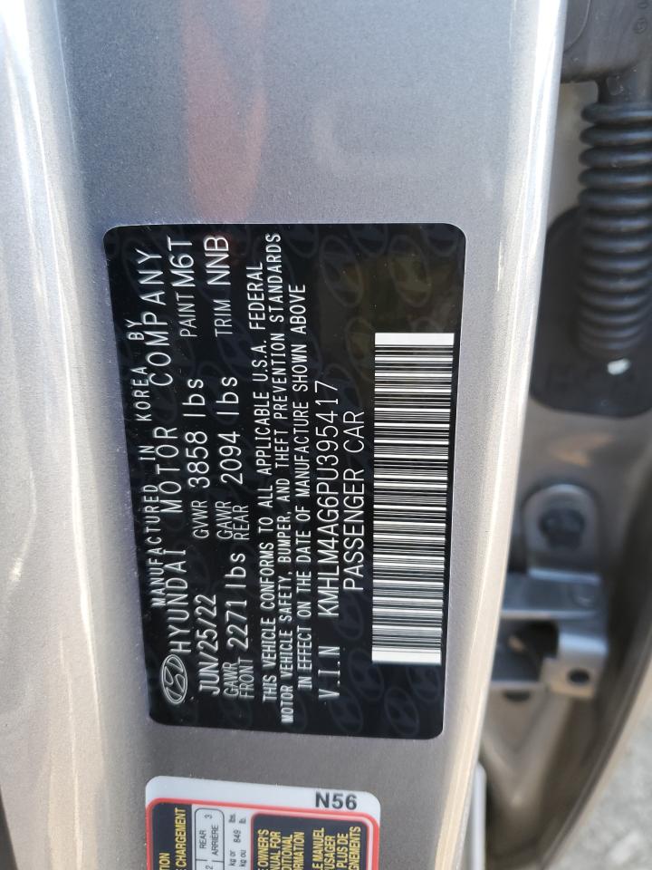 2023 HYUNDAI ELANTRA SEL VIN:KMHLM4AG6PU395417