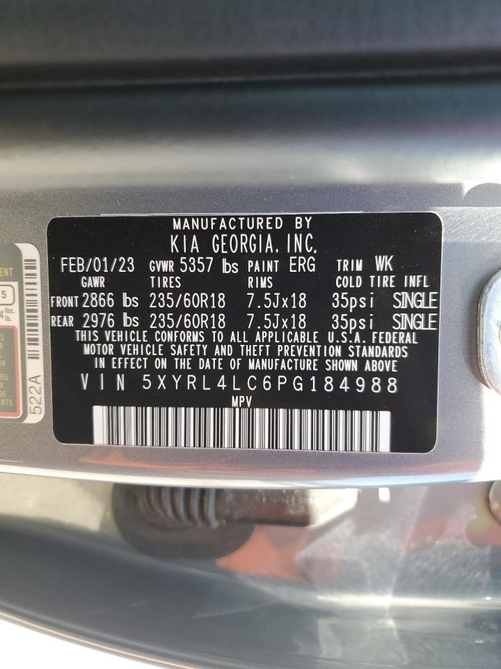 2023 KIA SORENTO S VIN:5XYRL4LC6PG184988
