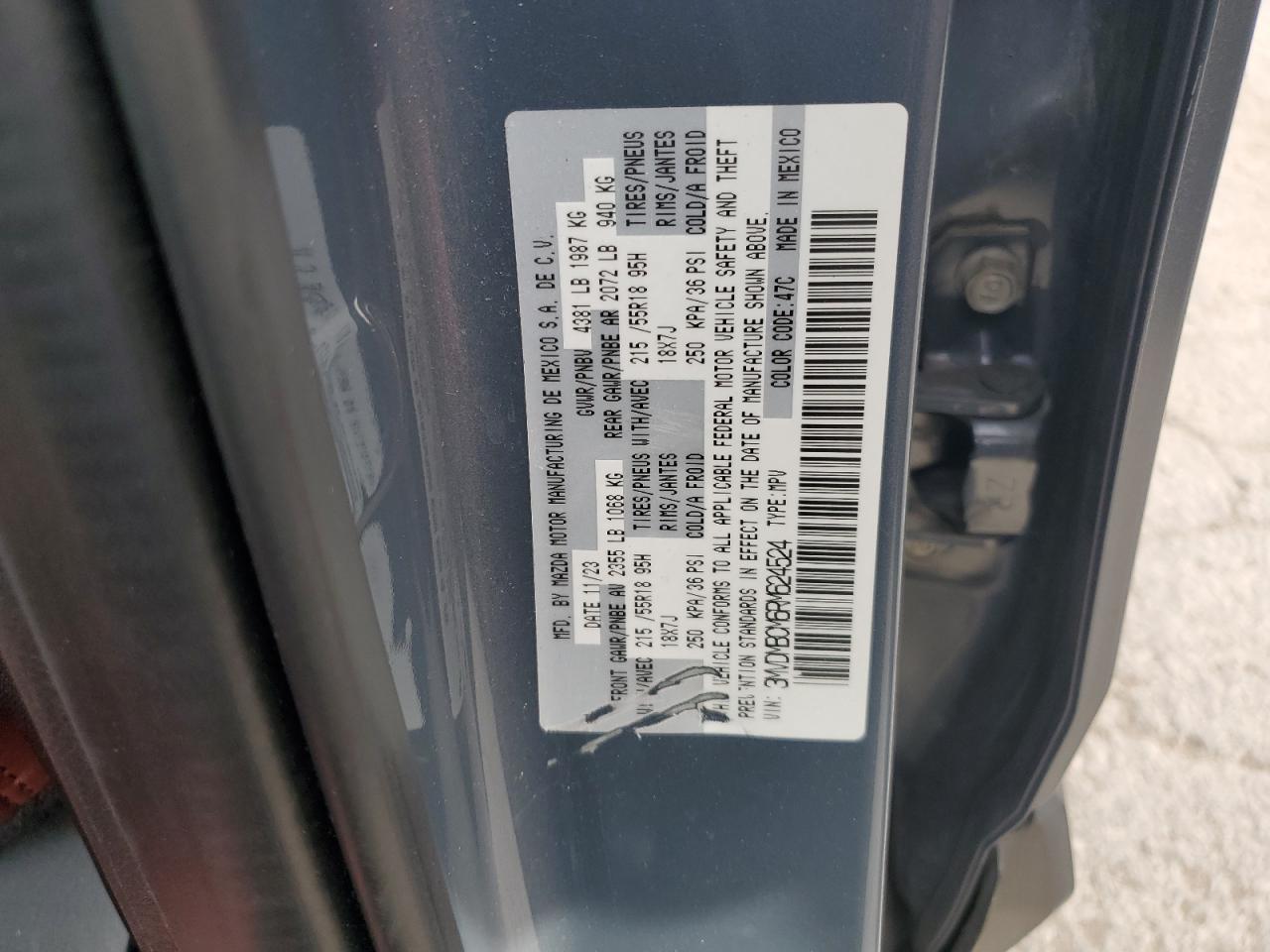 2024 MAZDA CX-30 PREFERRED VIN:3MVDMBCM6RM624524