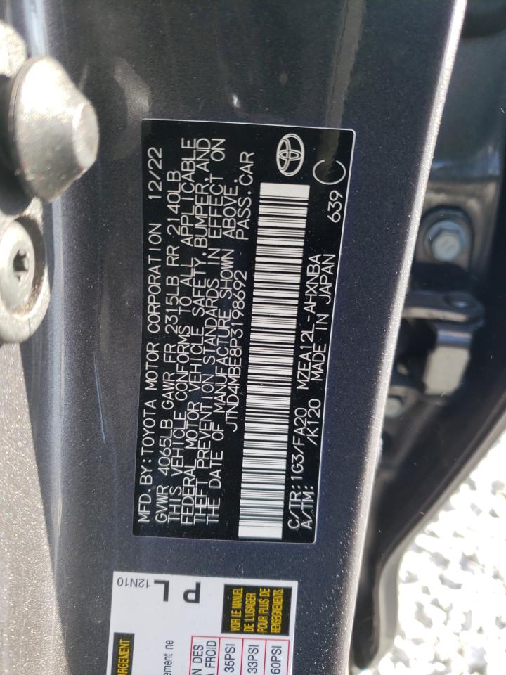 2023 TOYOTA COROLLA SE VIN:JTND4MBE8P3198692