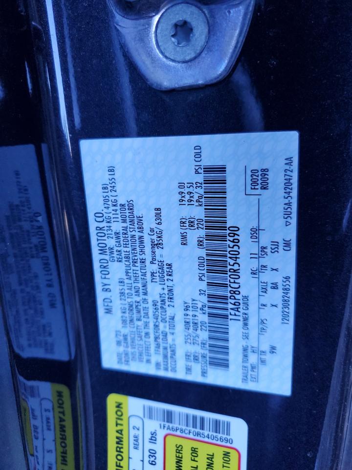 2024 FORD MUSTANG GT VIN:1FA6P8CF0R5405690