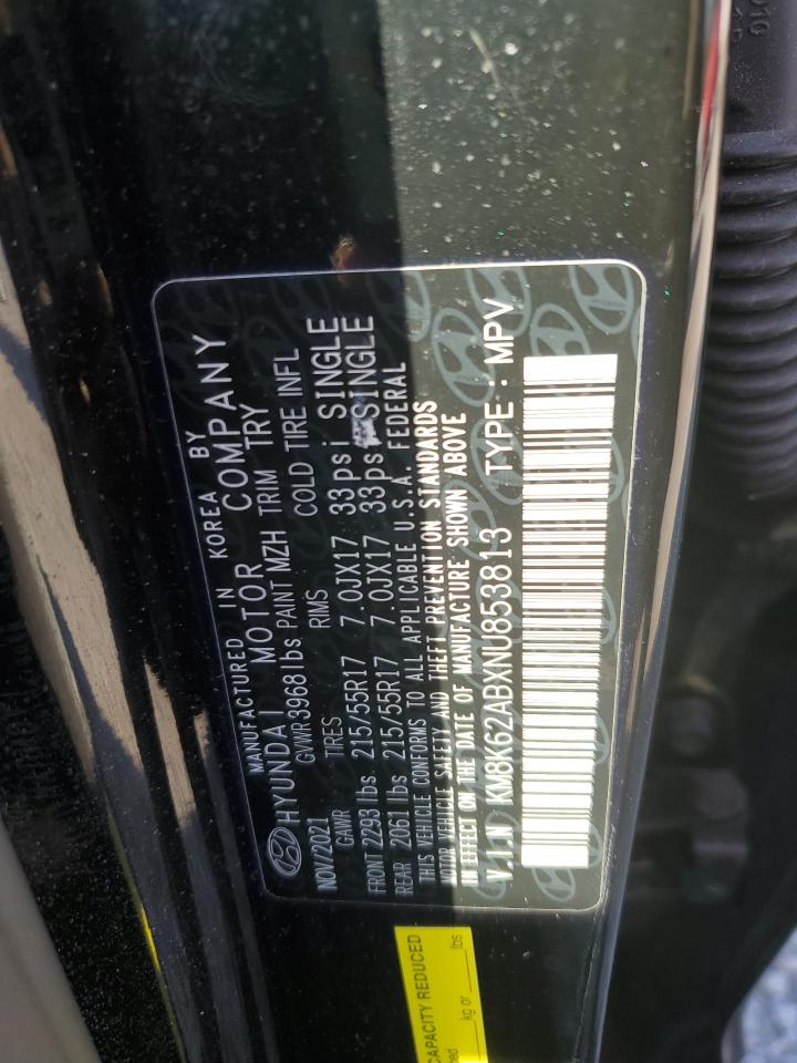 2022 HYUNDAI KONA SEL VIN:KM8K62ABXNU853813