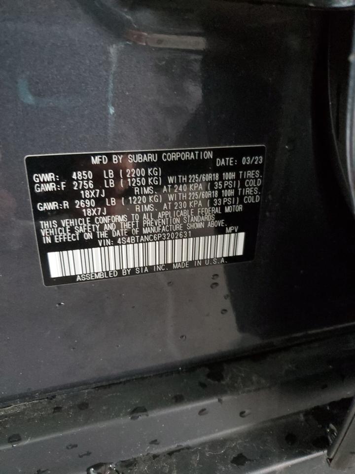 2023 SUBARU OUTBACK LIMITED VIN:4S4BTANC6P3202631