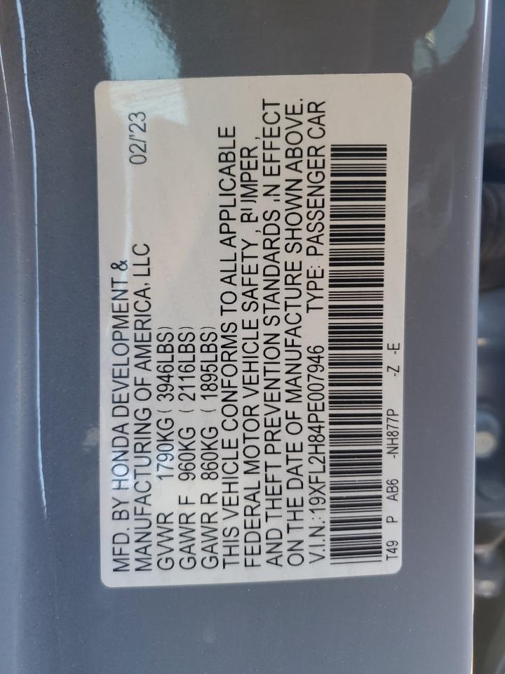 2023 HONDA CIVIC SPORT VIN:19XFL2H84PE007946