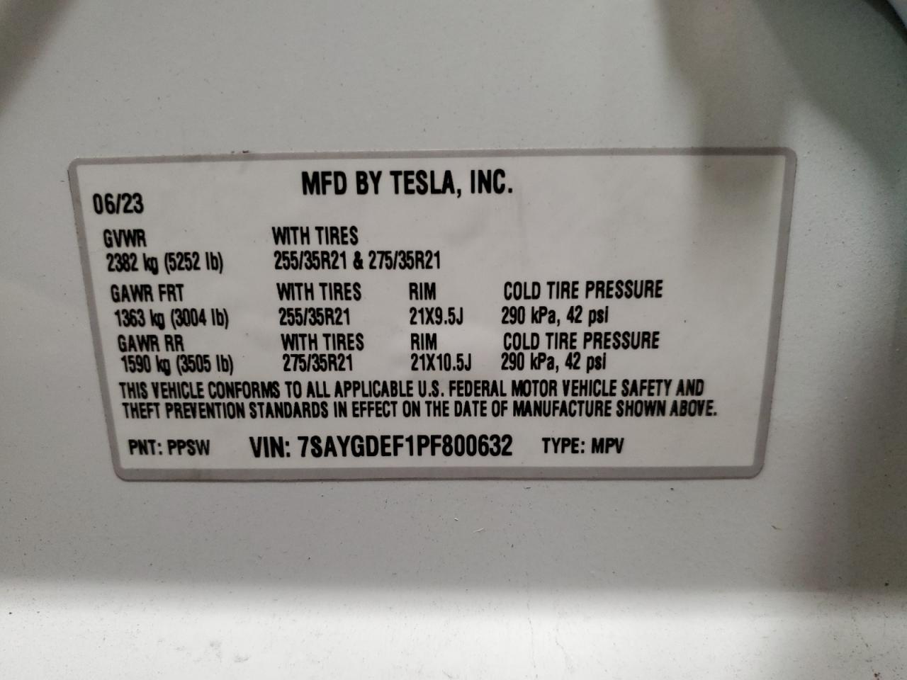 2023 TESLA MODEL Y  VIN:7SAYGDEF1PF800632