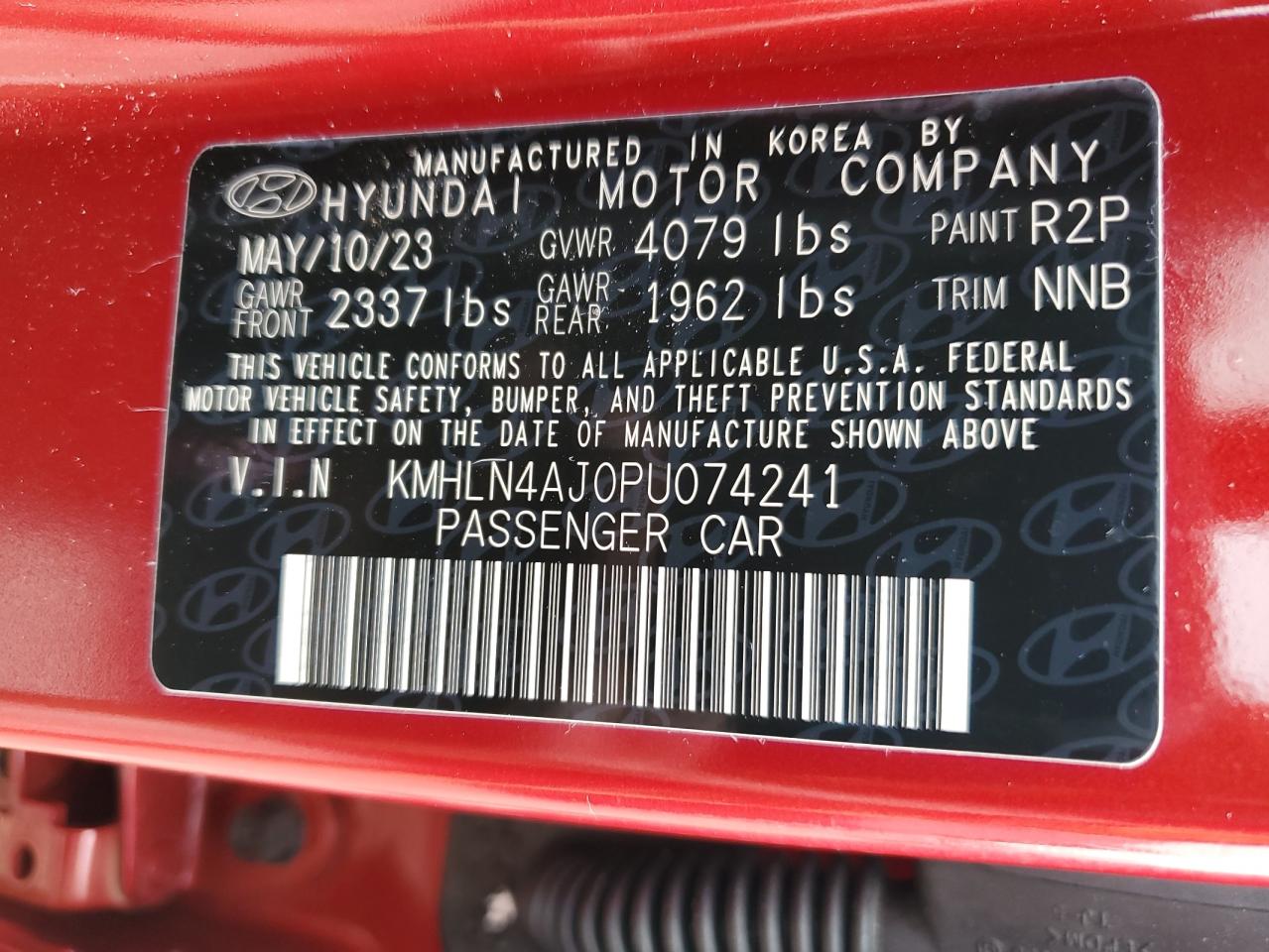 2023 HYUNDAI ELANTRA LIMITED VIN:KMHLN4AJ0PU074241