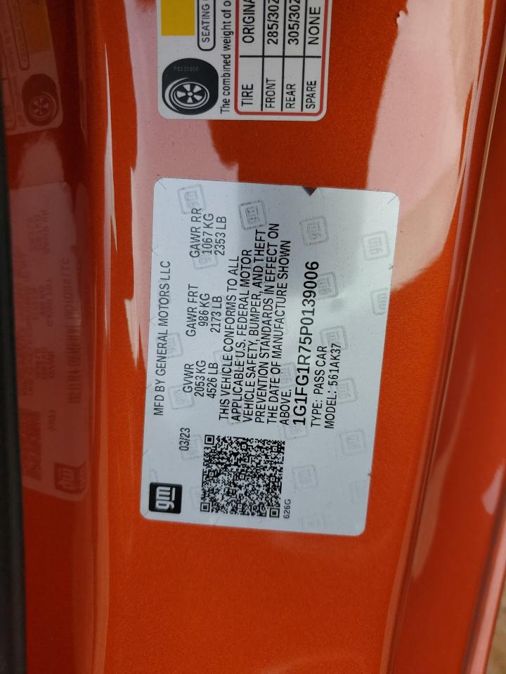 2023 CHEVROLET CAMARO SS VIN:1G1FG1R75P0139006