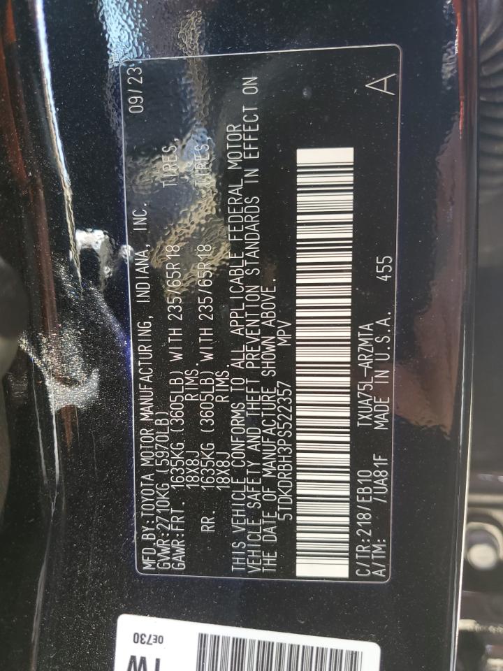 2023 TOYOTA HIGHLANDER L VIN:5TDKDRBH3PS522357