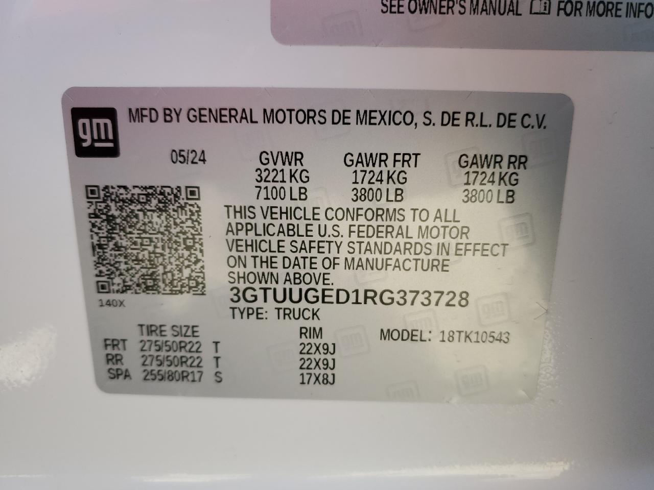2024 GMC SIERRA K1500 DENALI VIN:3GTUUGED1RG373728