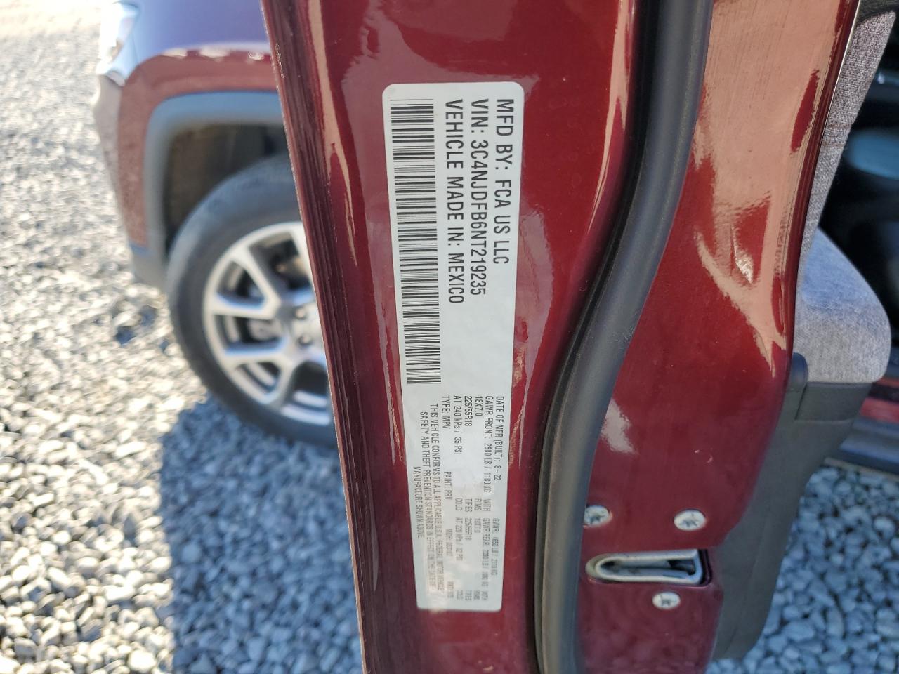 2022 JEEP COMPASS LATITUDE LUX VIN:3C4NJDFB6NT219235
