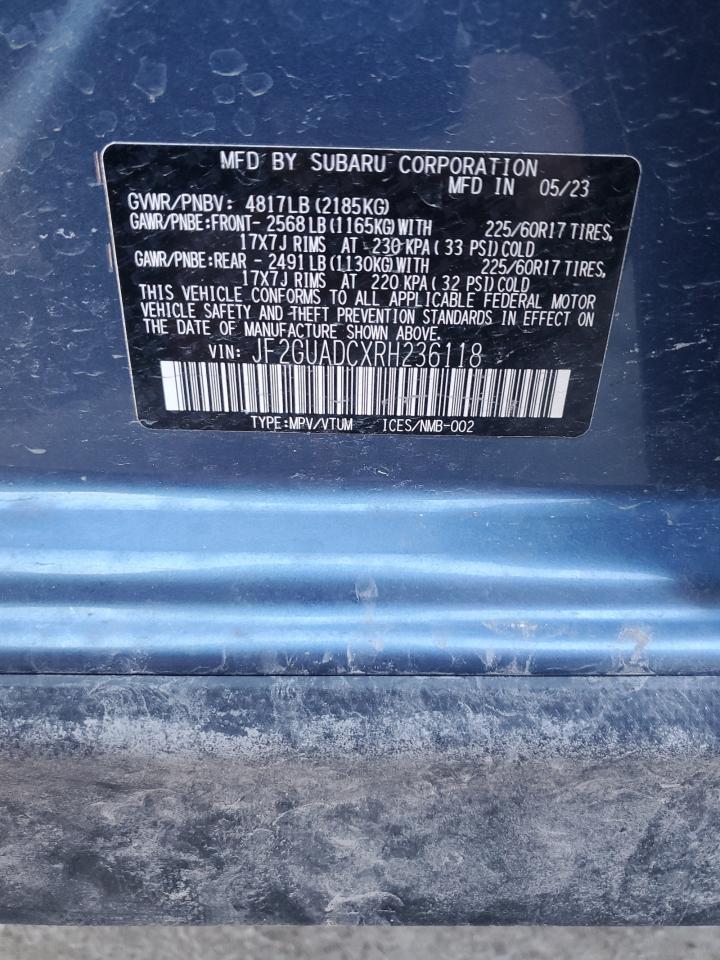 2024 SUBARU CROSSTREK PREMIUM VIN:JF2GUADCXRH236118