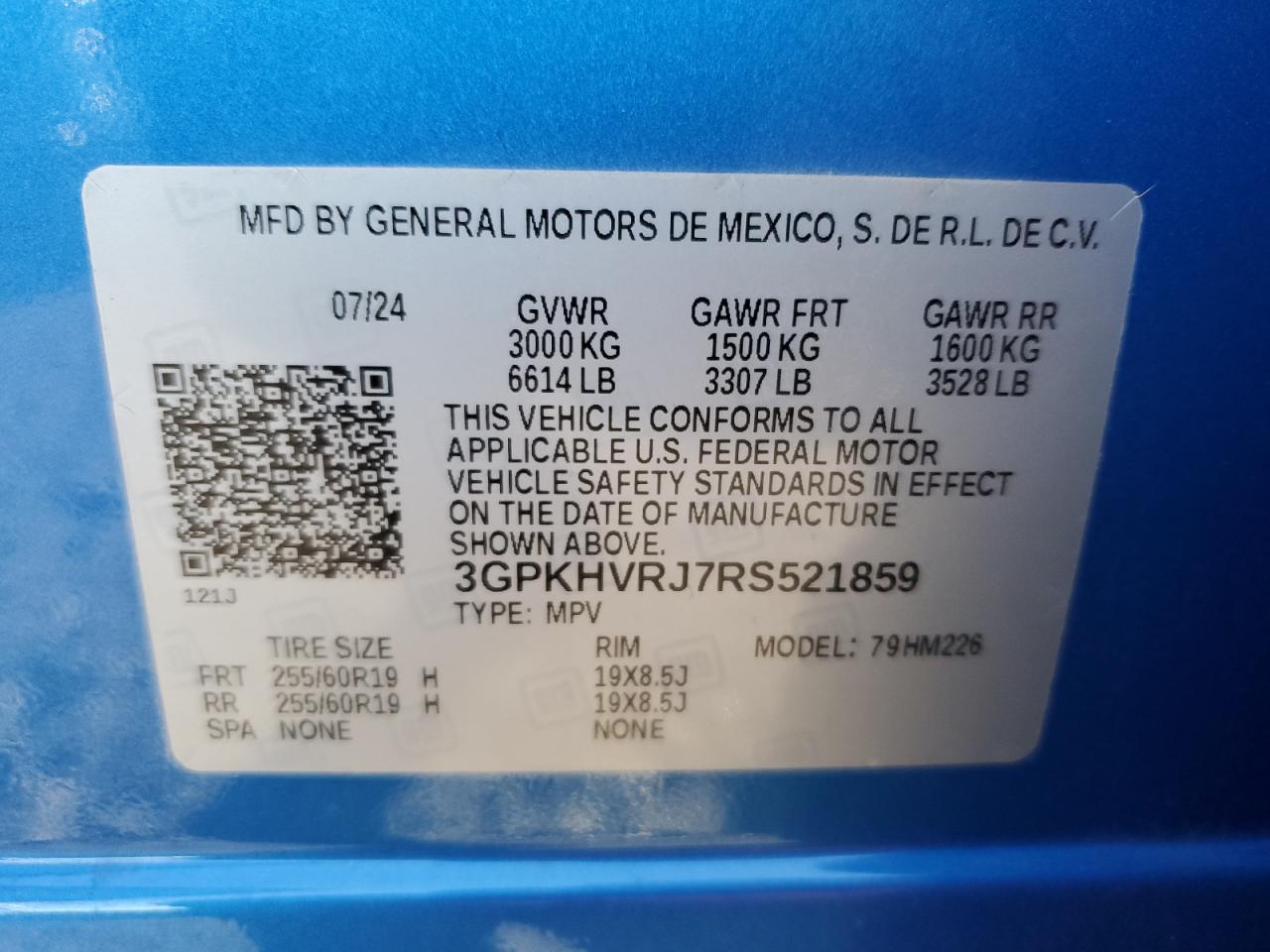 2024 HONDA PROLOGUE EX VIN:3GPKHVRJ7RS521859