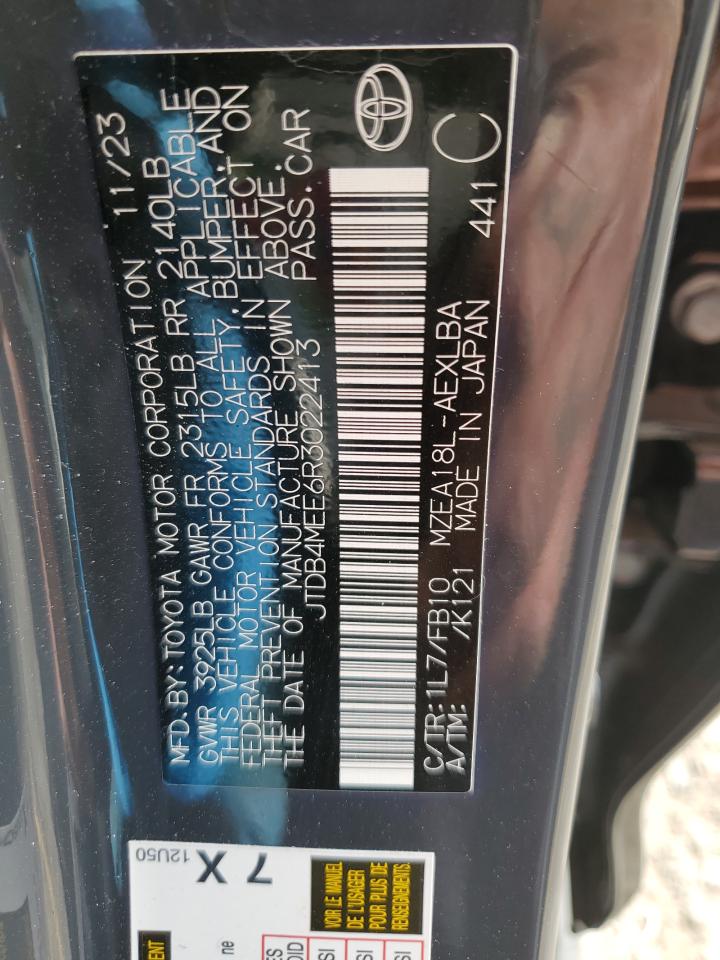 2024 TOYOTA COROLLA LE VIN:JTDB4MEE6R3022413