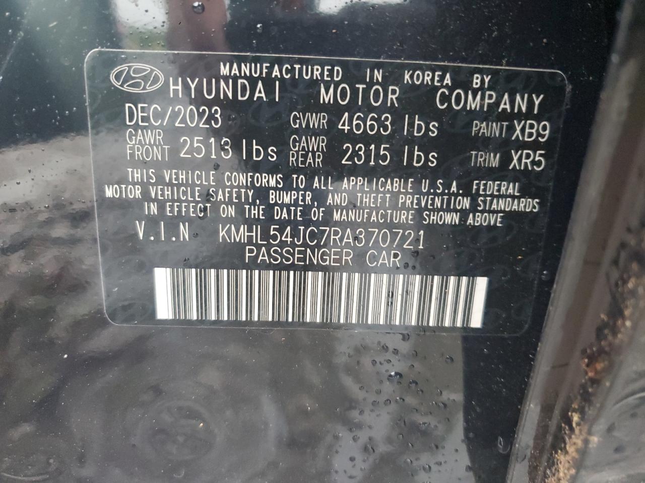 2024 HYUNDAI SONATA N LINE VIN:KMHL54JC7RA370721