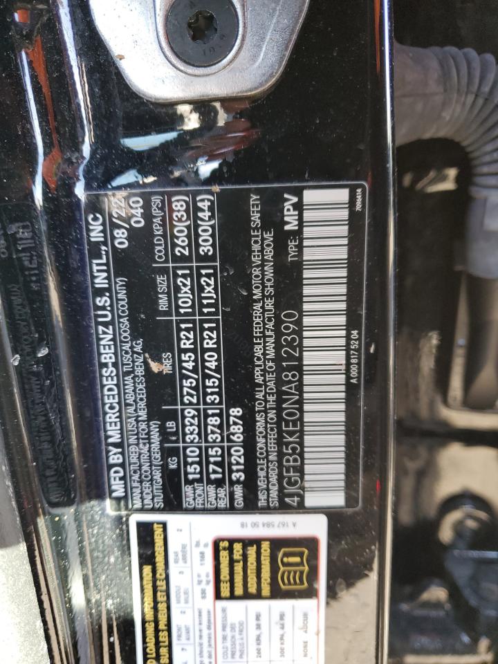 2022 MERCEDES-BENZ GLE 450 4MATIC VIN:4JGFB5KE0NA812390