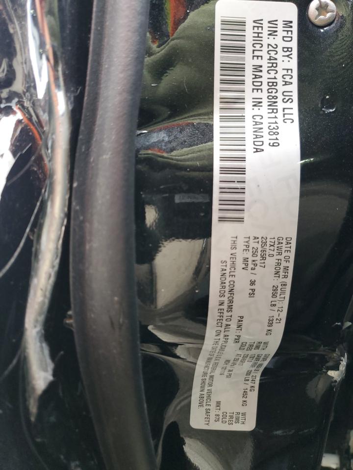 2022 CHRYSLER PACIFICA TOURING L VIN:2C4RC1BG8NR113819